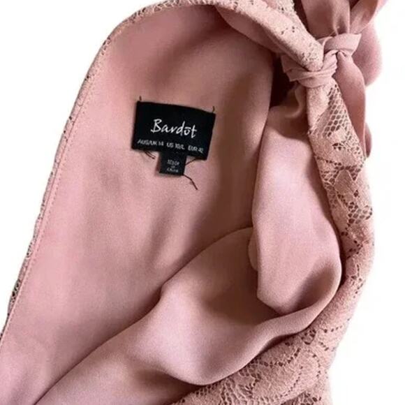 Bardot Roxie Sleeveless Tiered Lace Pink Mini Dress Size 10 - Picture 9 of 10